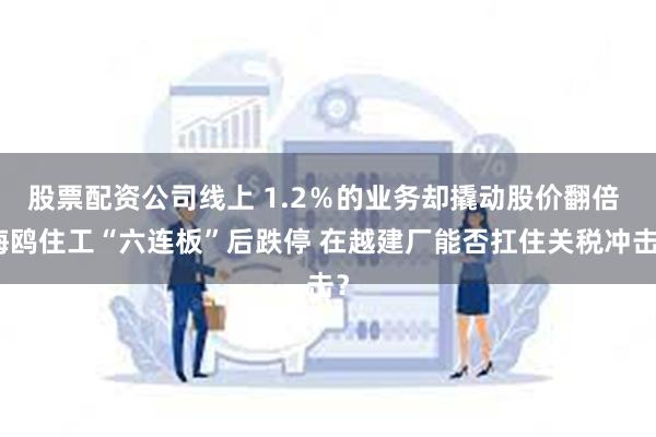 股票配资公司线上 1.2％的业务却撬动股价翻倍 海鸥住工“六连板”后跌停 在越建厂能否扛住关税冲击？