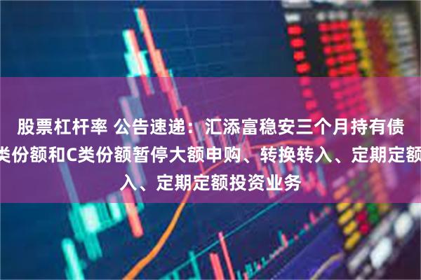 股票杠杆率 公告速递：汇添富稳安三个月持有债券基金A类份额和C类份额暂停大额申购、转换转入、定期定额投资业务