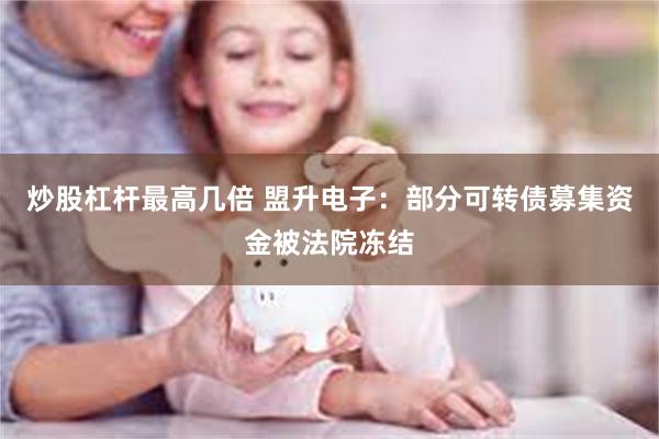 炒股杠杆最高几倍 盟升电子：部分可转债募集资金被法院冻结